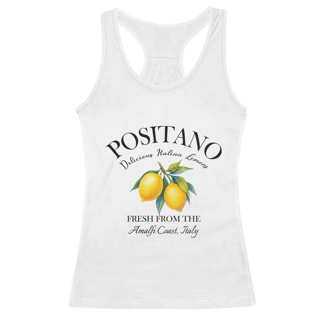 Positano Lemons Racerback Tank Top Fresh from the Amalfi Coast Italian Fruit TS02 White Print Your Wear