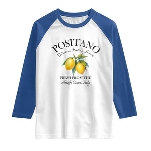 Positano Lemons Raglan Shirt Fresh from the Amalfi Coast Italian Fruit TS02 White Royal Print Your Wear