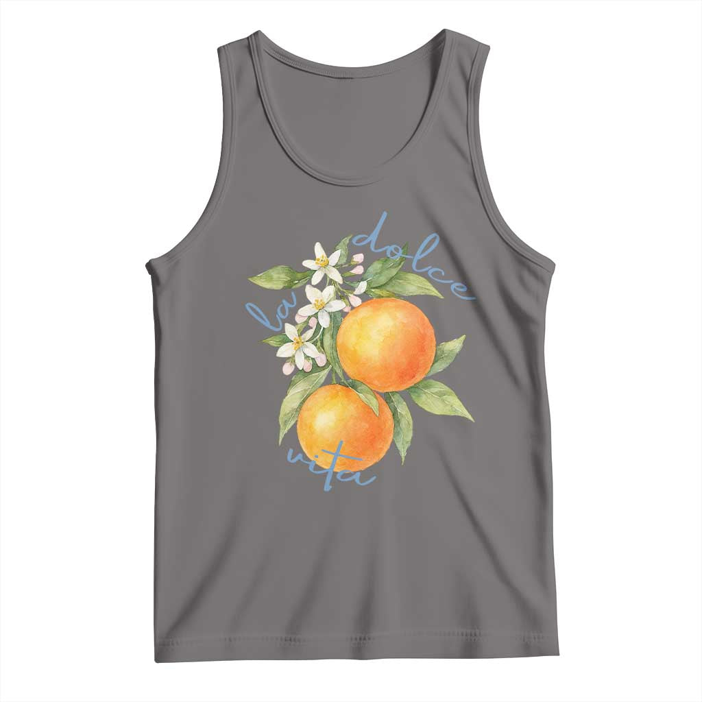 La Dolce Vita Oranges Tank Top Romantic Italian Citrus Blossom Mediterranean Charm TS02 Deep Heather Print Your Wear