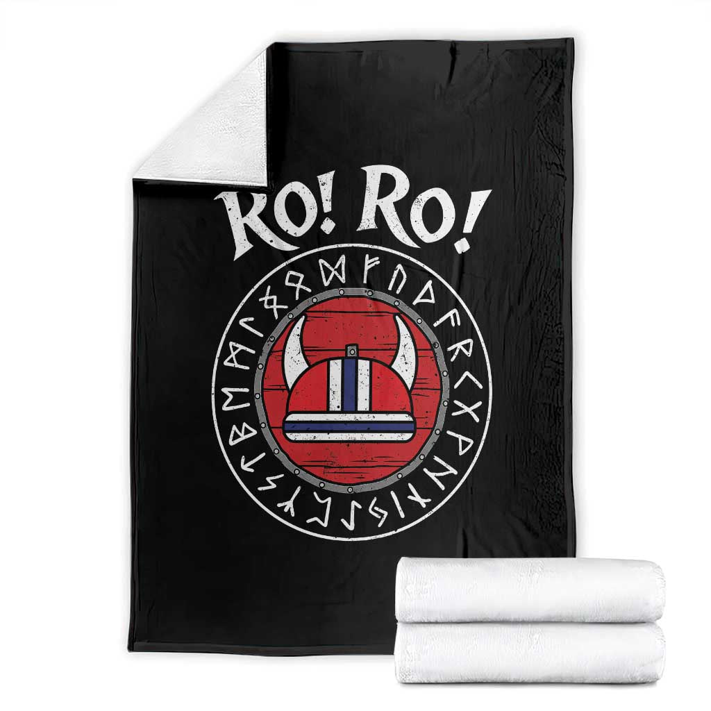 Ro Ro Ro Viking Chant Norway Football Fans Throw Blanket Norwegian Pride Distressed Norse Runes Shield Patriotic Supporter TS02 Black Print Your Wear