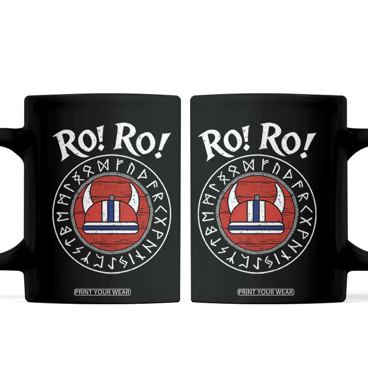 Ro Ro Ro Viking Chant Norway Football Fans Coffee Mug Norwegian Pride Distressed Norse Runes Shield Patriotic Supporter TS02 Black Print Your Wear