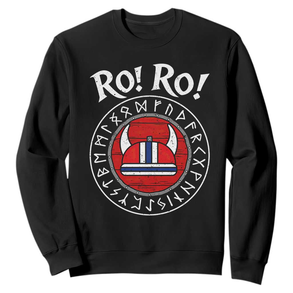 Ro Ro Ro Viking Chant Norway Football Fans Sweatshirt Norwegian Pride Distressed Norse Runes Shield Patriotic Supporter TS02 Black Print Your Wear