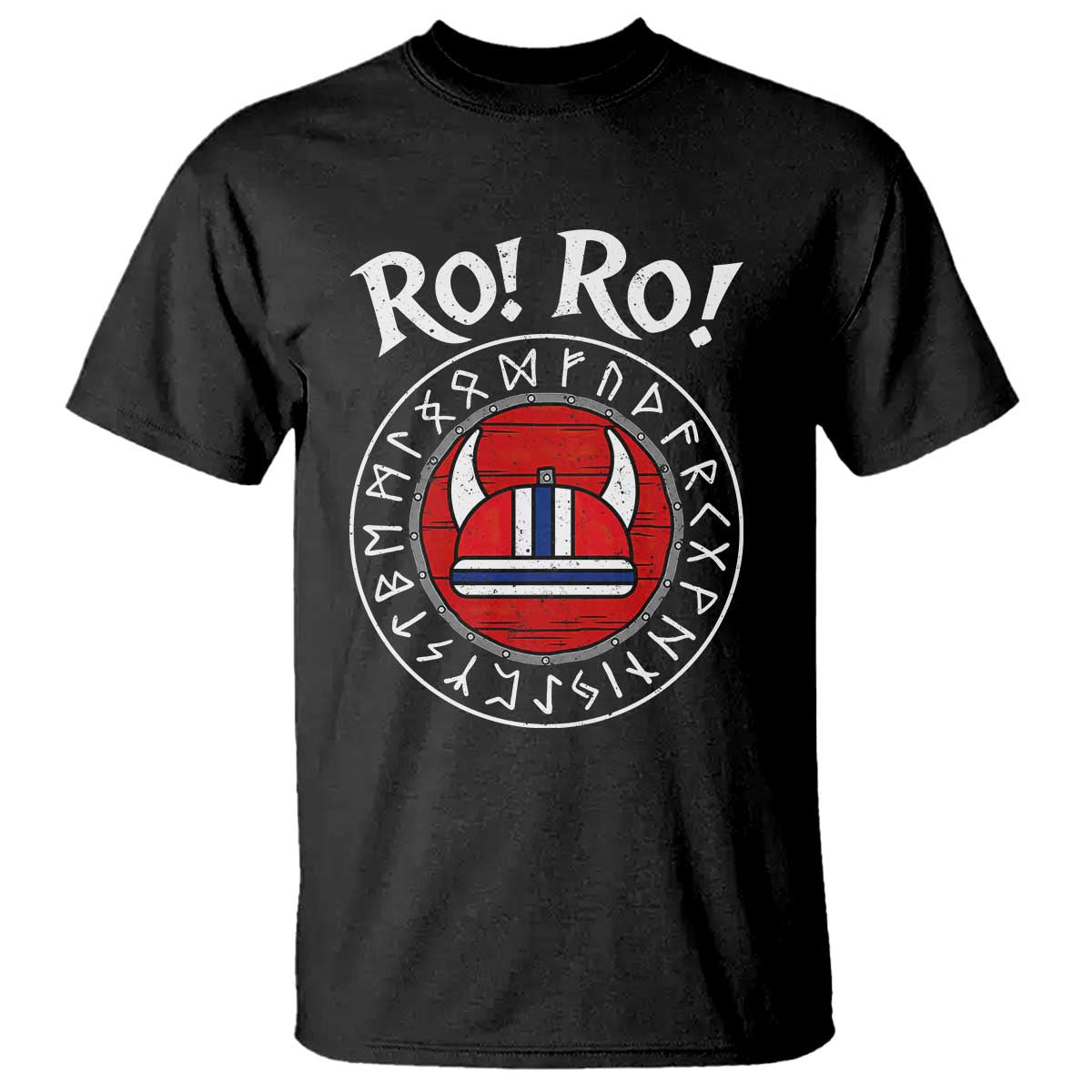 Ro Ro Ro Viking Chant Norway Football Fans T Shirt Norwegian Pride Distressed Norse Runes Shield Patriotic Supporter TS02 Black Print Your Wear