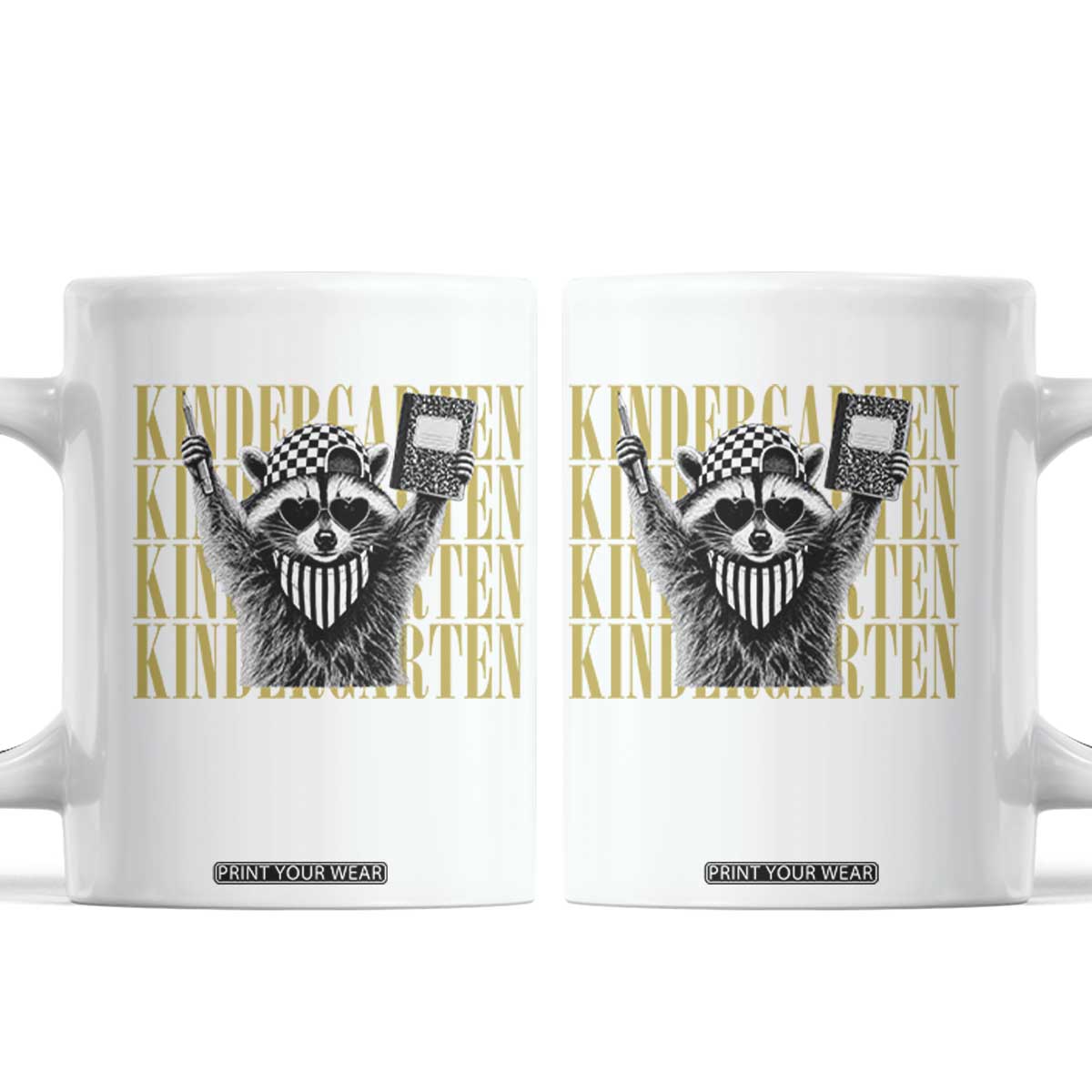 Cool Kindergarten Raccoon Back to School Coffee Mug First Day of School Funny Kids Gift TS02 White Print Your Wear