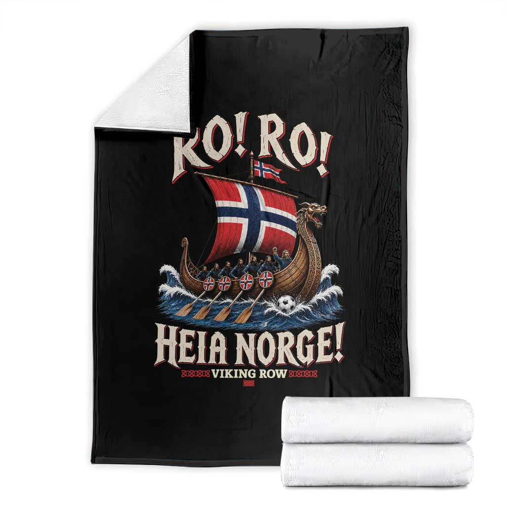 Funny Heia Norge Soccer Viking Row Throw Blanket Ro Ro Norway Football Fans Norwegian Pride TS02 Black Print Your Wear