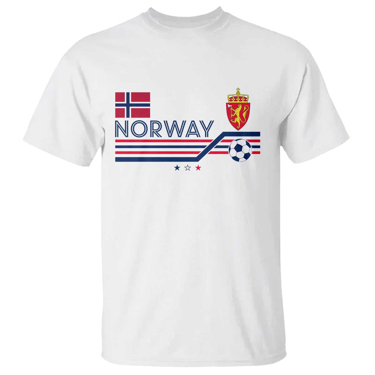 Classic Norway Football Emblem Graphic T Shirt Retro Norwegian Flag Coat of Arms Norge Soccer Fans TS02 White Print Your Wear