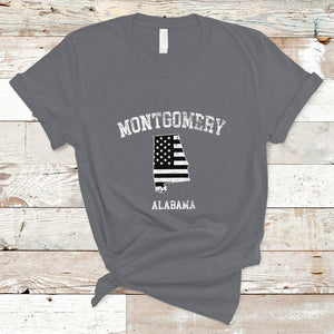 Montgomery Alabama AL Vintage American Flag T Shirt TS02 Charcoal Printyourwear