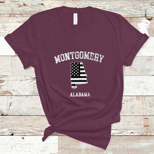 Montgomery Alabama AL Vintage American Flag T Shirt TS02 Maroon Printyourwear