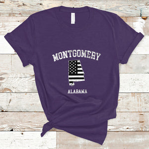 Montgomery Alabama AL Vintage American Flag T Shirt TS02 Purple Printyourwear