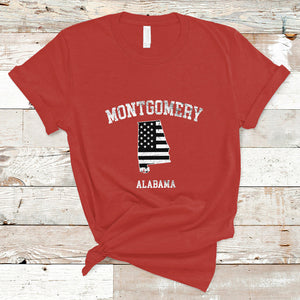 Montgomery Alabama AL Vintage American Flag T Shirt TS02 Red Printyourwear