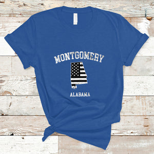 Montgomery Alabama AL Vintage American Flag T Shirt TS02 Royal Blue Printyourwear