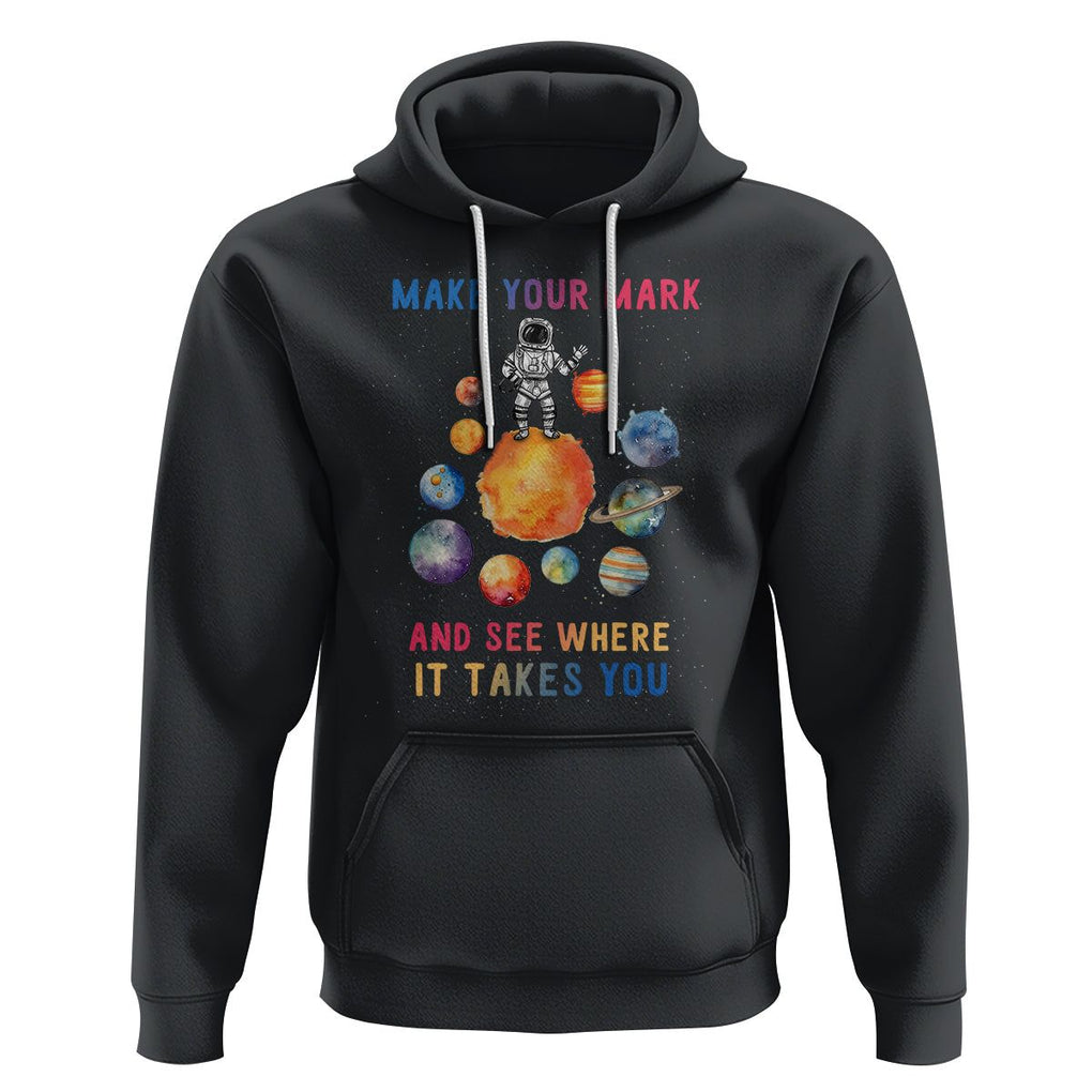 Dot Day Hoodie Polka Dot See Where It Takes You Astronaut Outer Space TS02 Black Printyourwear