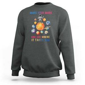 Dot Day Sweatshirt Polka Dot See Where It Takes You Astronaut Outer Space TS02 Dark Heather Printyourwear