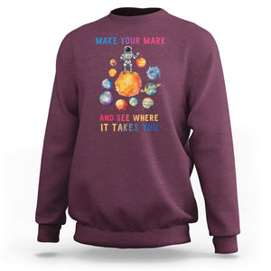 Dot Day Sweatshirt Polka Dot See Where It Takes You Astronaut Outer Space TS02 Maroon Printyourwear