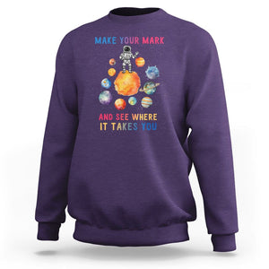 Dot Day Sweatshirt Polka Dot See Where It Takes You Astronaut Outer Space TS02 Purple Printyourwear