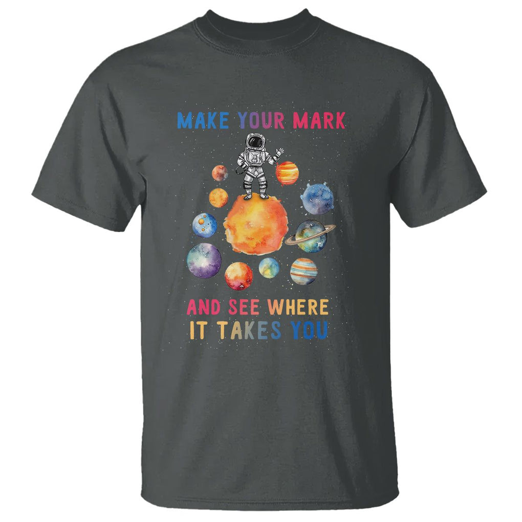 Dot Day T Shirt Polka Dot See Where It Takes You Astronaut Outer Space TS02 Dark Heather Printyourwear