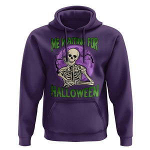 Funny Skeleton Hoodie Me Waiting For Halloween Skeleton Funny Halloween Costume TS02 Purple Print Your Wear