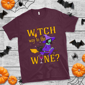 Halloween Witch T Shirt Witch Way To The Wine Halloween Drinking for Wiccan Witches TS02 Maroon Print Your Wear