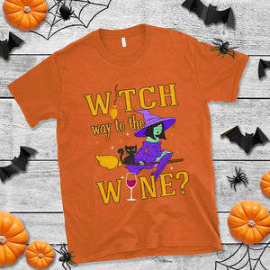 Halloween Witch T Shirt Witch Way To The Wine Halloween Drinking for Wiccan Witches TS02 Orange Print Your Wear