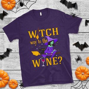 Halloween Witch T Shirt Witch Way To The Wine Halloween Drinking for Wiccan Witches TS02 Purple Print Your Wear