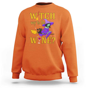 Halloween Witch Sweatshirt Witch Way To The Wine Halloween Drinking for Wiccan Witches TS02 Orange Print Your Wear