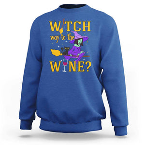 Halloween Witch Sweatshirt Witch Way To The Wine Halloween Drinking for Wiccan Witches TS02 Royal Blue Print Your Wear