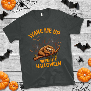 Halloween Sloth T Shirt Wake Me Up When It's Halloween Spooky Season Trick Or Treat TS02 Dark Heather Print Your Wear