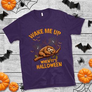 Halloween Sloth T Shirt Wake Me Up When It's Halloween Spooky Season Trick Or Treat TS02 Purple Print Your Wear