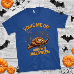 Halloween Sloth T Shirt Wake Me Up When It's Halloween Spooky Season Trick Or Treat TS02 Royal Blue Print Your Wear