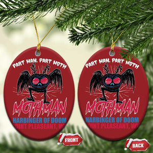 Funny Mothman Christmas Ornament Part Man Part Moth Harbinger Of Doom Point Pleasent WV TS02 Oval Red Print Your Wear