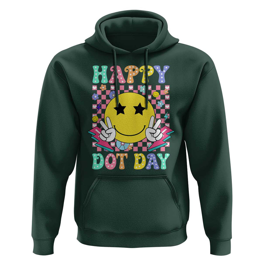 Happy Dot Day Hoodie Cute Smile Face Retro Groovy TS02 Dark Forest Green Print Your Wear