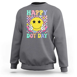 Happy Dot Day Sweatshirt Cute Smile Face Retro Groovy TS02 Charcoal Print Your Wear