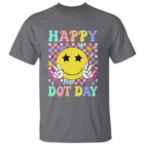 Happy Dot Day T Shirt Cute Smile Face Retro Groovy TS02 Charcoal Print Your Wear