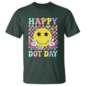 Happy Dot Day T Shirt Cute Smile Face Retro Groovy TS02 Dark Forest Green Print Your Wear