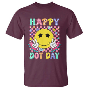 Happy Dot Day T Shirt Cute Smile Face Retro Groovy TS02 Maroon Print Your Wear