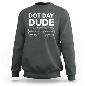 Dot Day Dude Sweatshirt Simple Cool Glasses Dots TS02 Dark Heather Print Your Wear