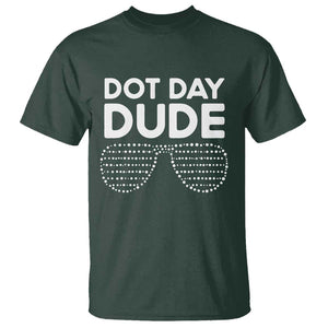 Dot Day Dude T Shirt Simple Cool Glasses Dots TS02 Dark Forest Green Print Your Wear