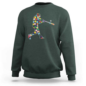 Happy Dot Day Sweatshirt Polka Dots Art Baseball Player TS02 Dark Forest Green Print Your Wear