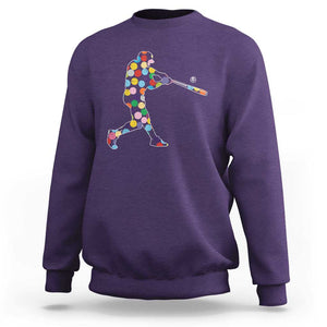 Happy Dot Day Sweatshirt Polka Dots Art Baseball Player TS02 Purple Print Your Wear