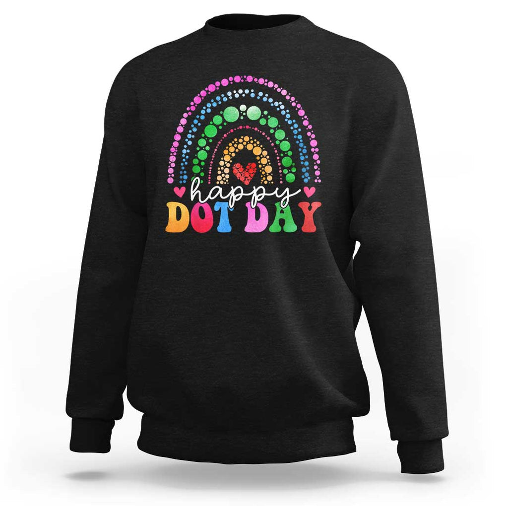 Happy Dot Day Sweatshirt Retro Rainbow TS02 Black Print Your Wear