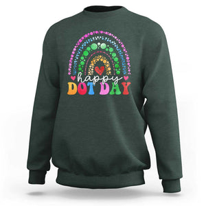 Happy Dot Day Sweatshirt Retro Rainbow TS02 Dark Forest Green Print Your Wear