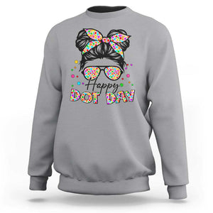 Happy Dot Day Messy Bun Girl Sweatshirt Colorful Polka Dots TS02 Sport Gray Print Your Wear