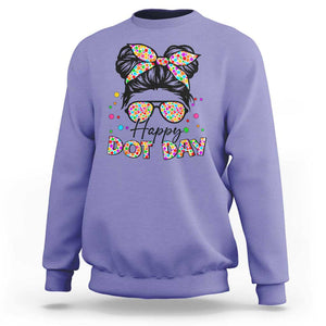 Happy Dot Day Messy Bun Girl Sweatshirt Colorful Polka Dots TS02 Violet Print Your Wear