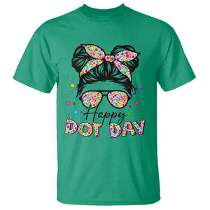 Happy Dot Day Messy Bun Girl T Shirt Colorful Polka Dots TS02 Irish Green Print Your Wear