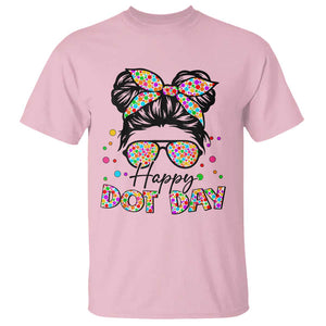 Happy Dot Day Messy Bun Girl T Shirt Colorful Polka Dots TS02 Light Pink Print Your Wear