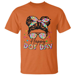 Happy Dot Day Messy Bun Girl T Shirt Colorful Polka Dots TS02 Orange Print Your Wear