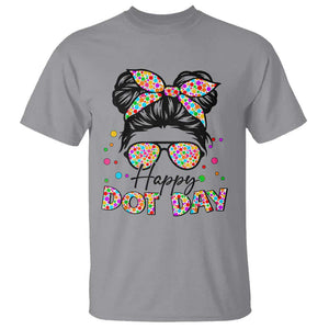 Happy Dot Day Messy Bun Girl T Shirt Colorful Polka Dots TS02 Sport Gray Print Your Wear