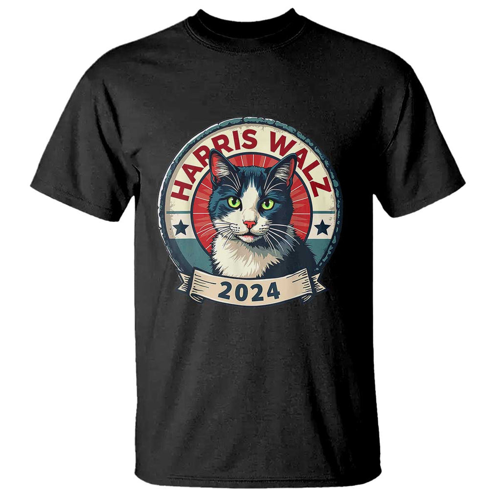 Harris Walz 2024 T Shirt Funny Cat Election Kamala Harris Tim Waltz TS02 Black Print Your Wear