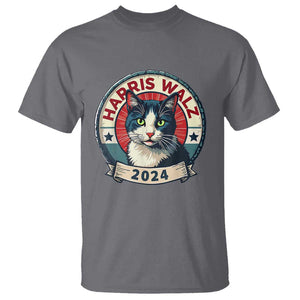 Harris Walz 2024 T Shirt Funny Cat Election Kamala Harris Tim Waltz TS02 Charcoal Print Your Wear