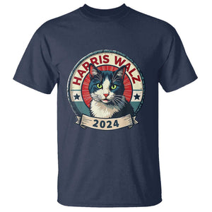 Harris Walz 2024 T Shirt Funny Cat Election Kamala Harris Tim Waltz TS02 Navy Print Your Wear